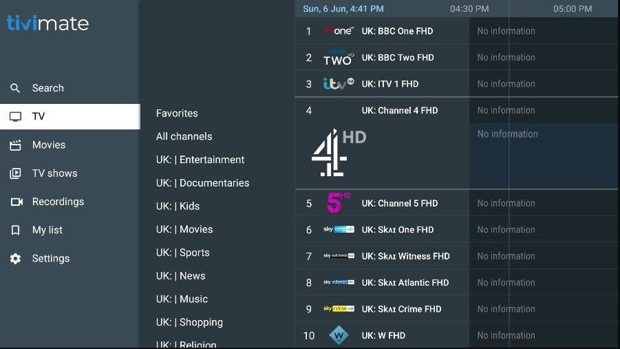 Electronic Program Guide interface for iptv providers on PPV Sale